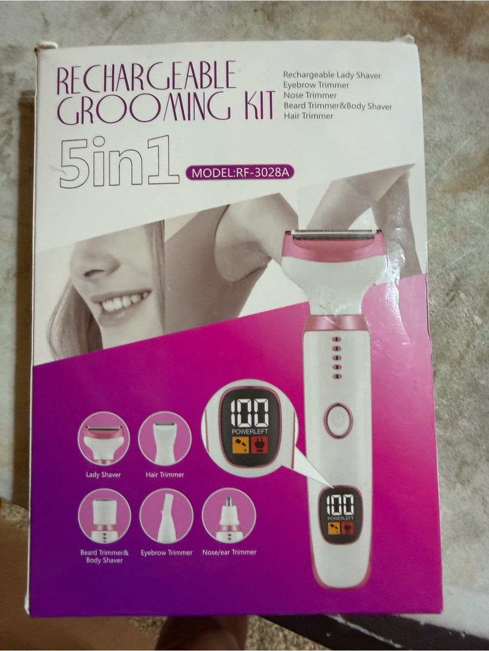 Source Unknown Rechargeable Grooming Kit 5-in-1 in White and Pink